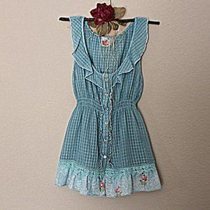 Turquoise Upcycled Top / Women's Romantic Shirt